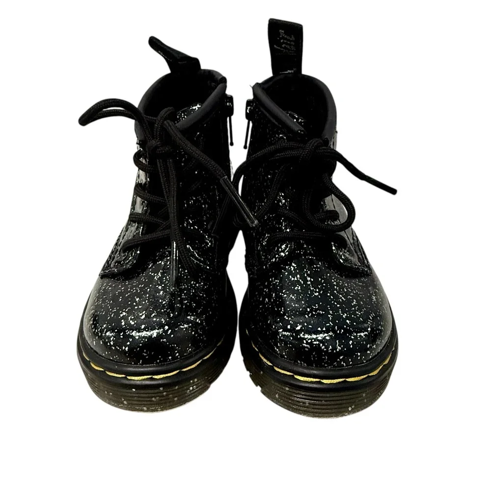Dr. Martens 1460 Toddler 6 Black Cosmic Glitter Lace Up Zip Combat Boots Grunge